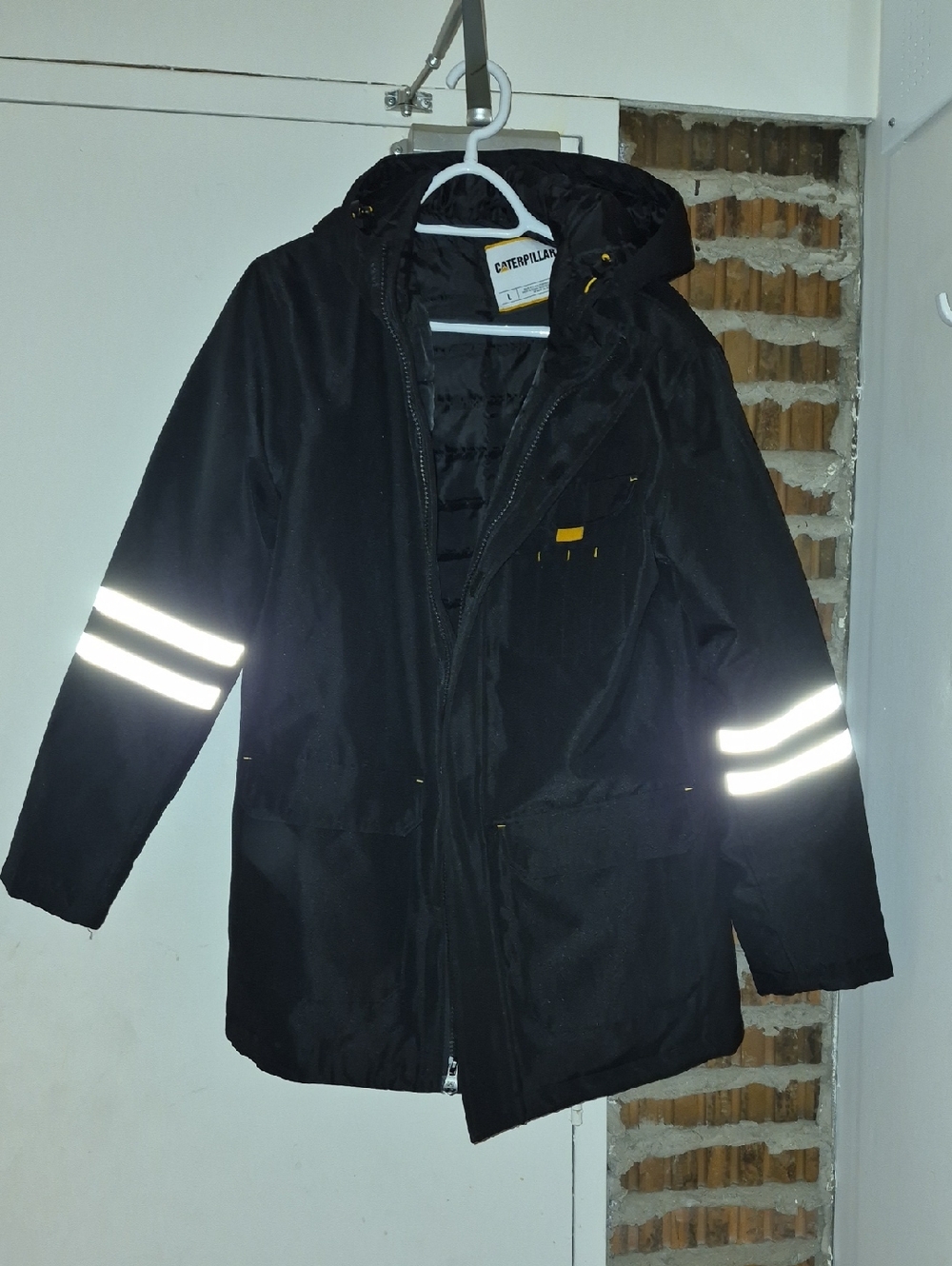 Caterpillar Quilted Hooded Jacket Coat Reflective Size L Large